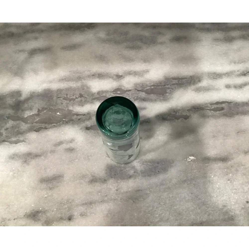 Vintage Fenton Signed 2 Hand Painted Green‎ Floral Highball Tumblers Glasses